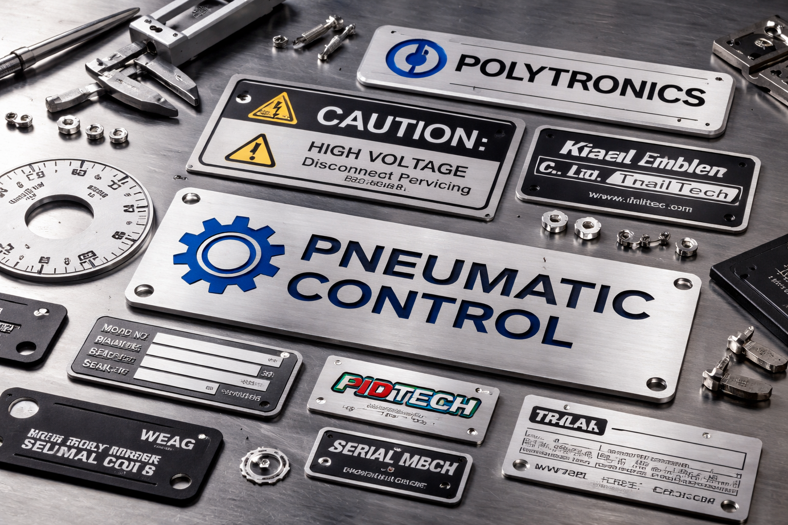 Custom metal and polycarbonate nameplates by King Epoxy Emblem Co., Ltd